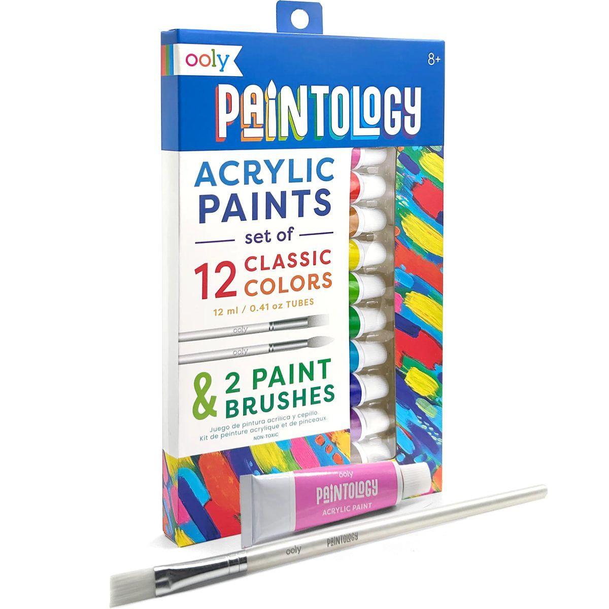 Paintology Acrylic Paints + 2 Brushes - Classic Colours