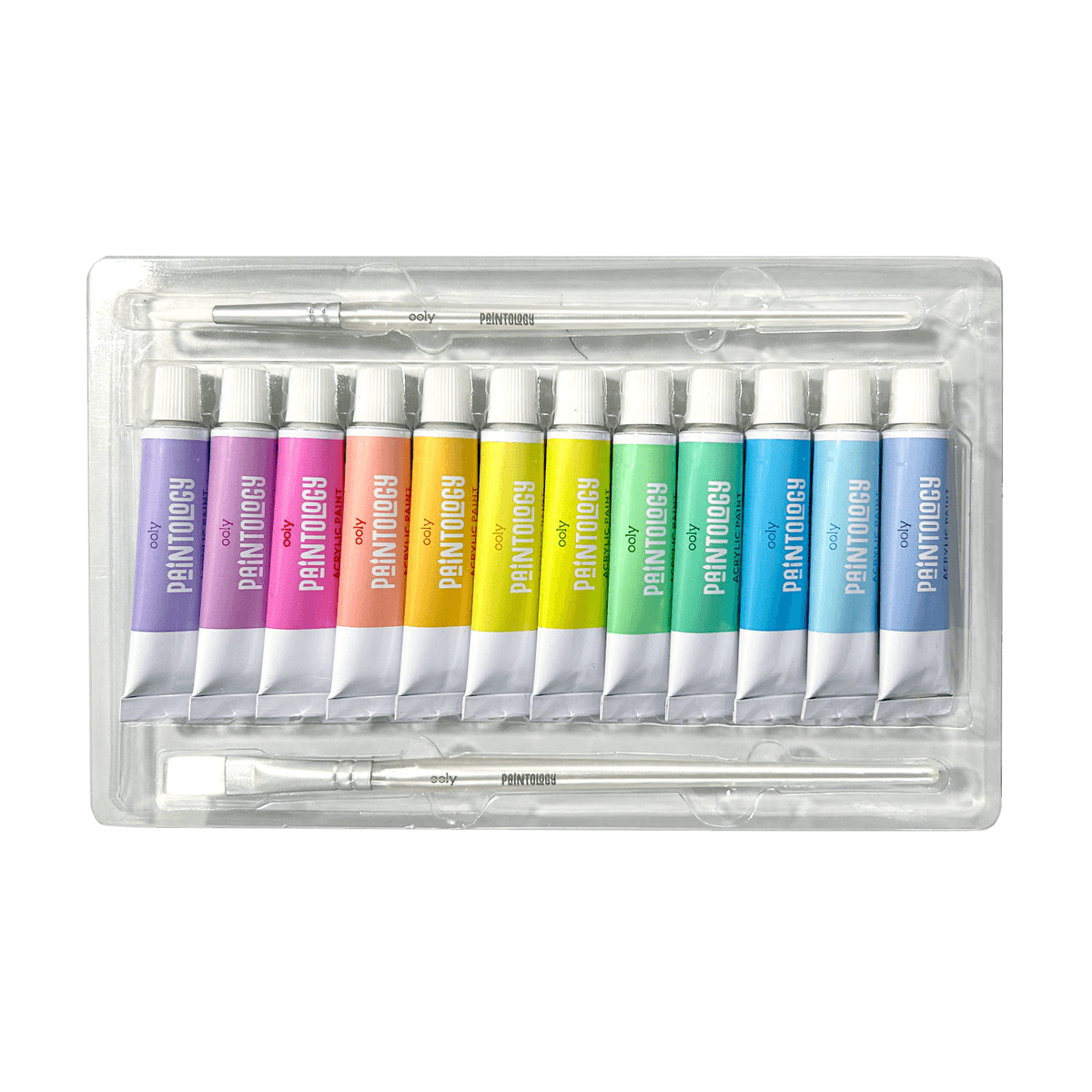Paintology Acrylic Paints + 2 Brushes - Pastel Colours