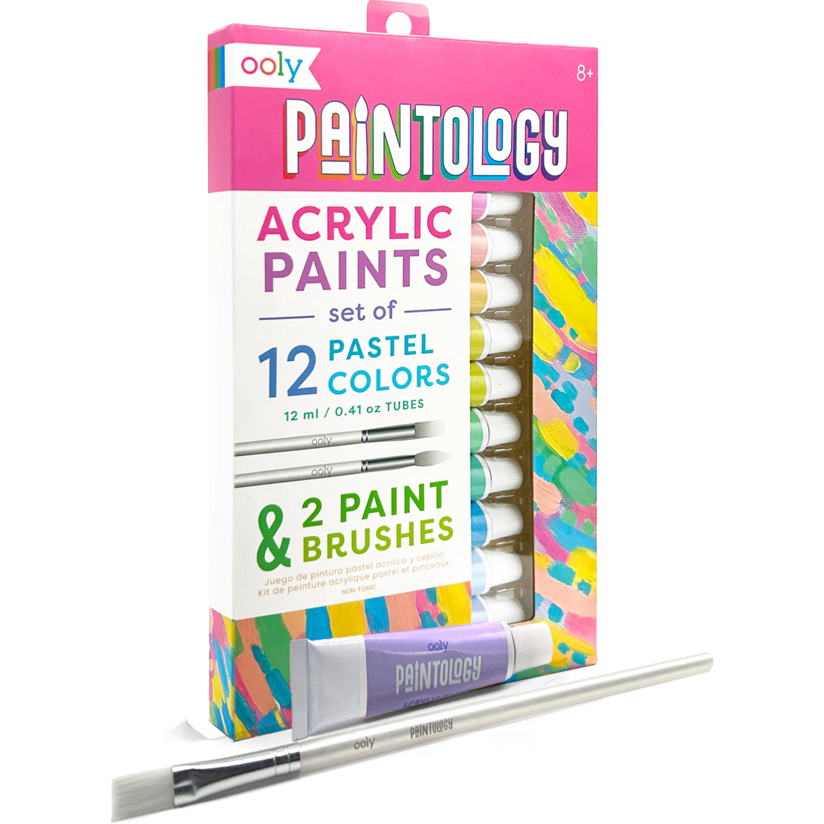 Paintology Acrylic Paints + 2 Brushes - Pastel Colours