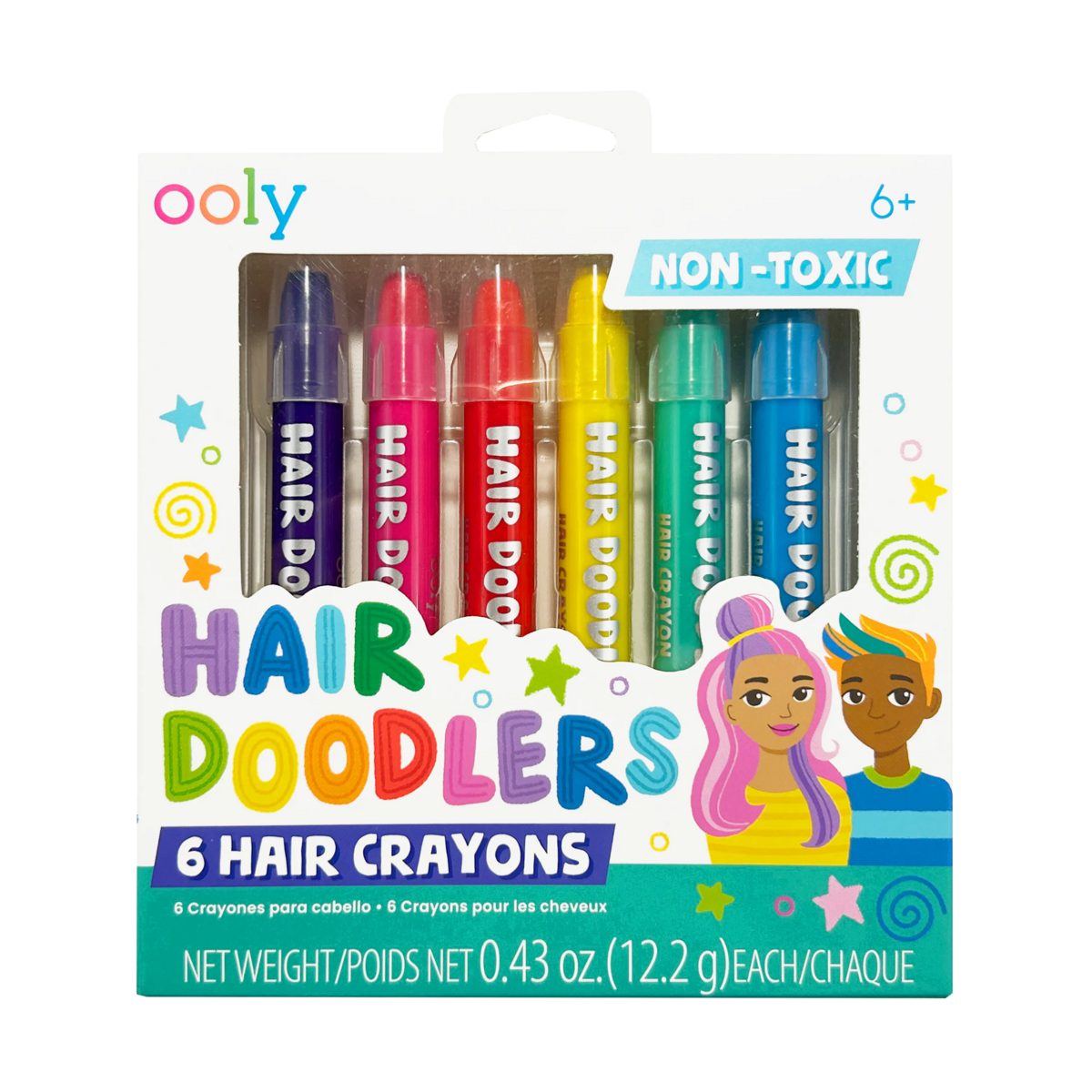 Ooly Hair Doodlers Hair Crayons - Set of 6 Colours