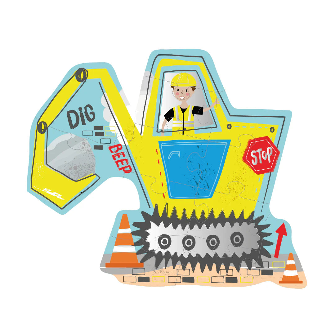 12 Piece Shaped Jigsaw in Shaped Box - Digger