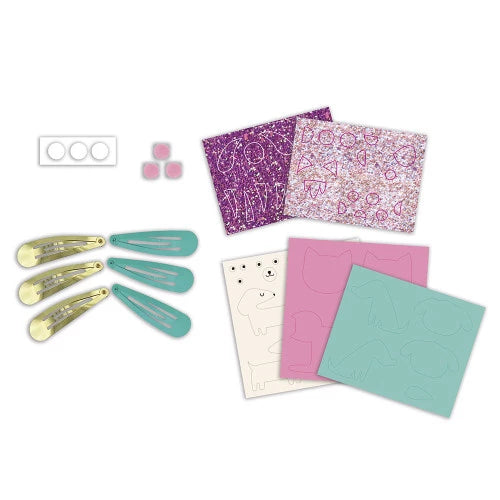 6 Glitter Hair Clips - Little Pets