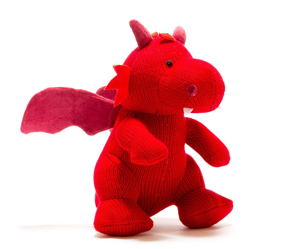 Knitted Red Dragon Toy