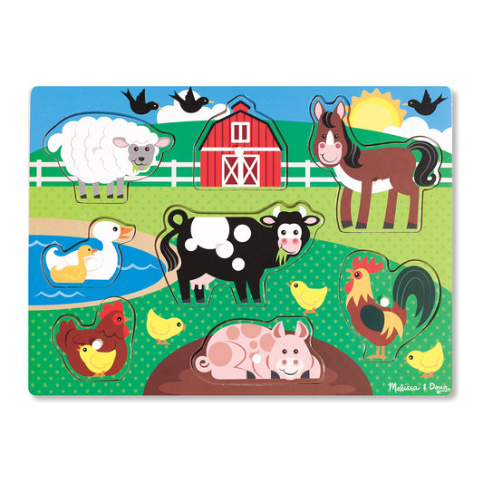 Farm Animals Wooden Peg Puzzle - 8 Pieces