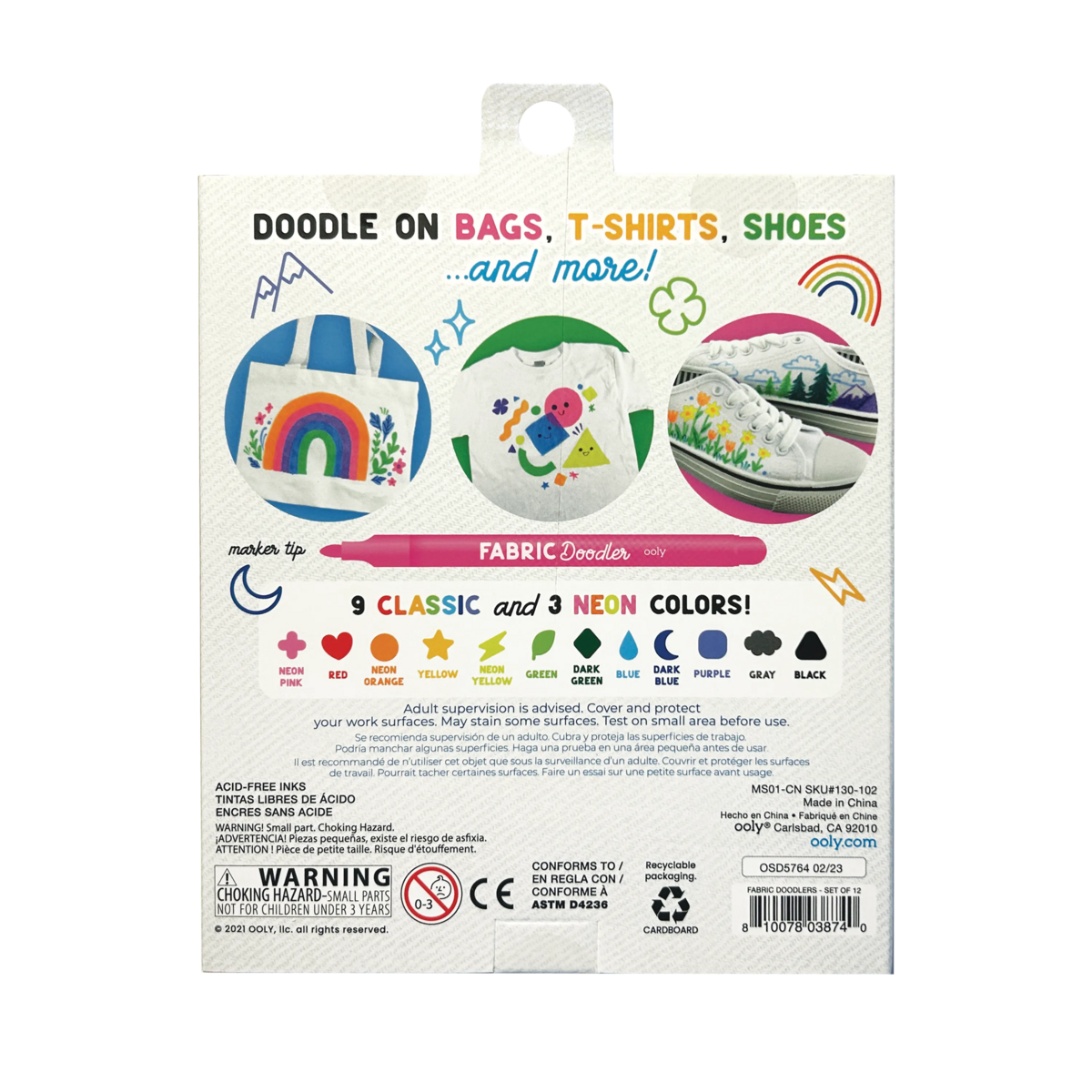 Ooly Fabric Doodlers Markers - Set of 12