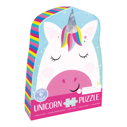 12 Piece Shaped Jigsaw in Shaped Box - Rainbow Unicorn