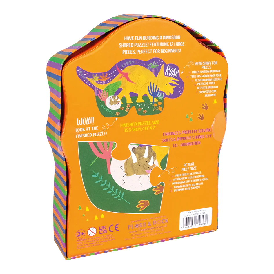 12 Piece Shaped Jigsaw in Shaped Box - Dinosaur