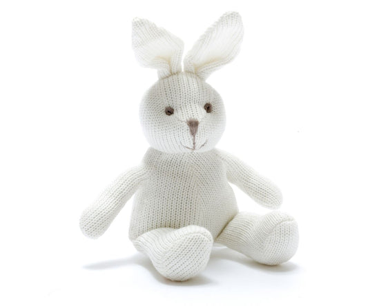 Knitted Organic Cotton White Bunny Rabbit Rattle