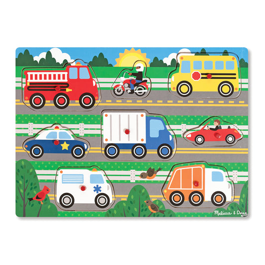 Wooden Peg Puzzle - Vehicles